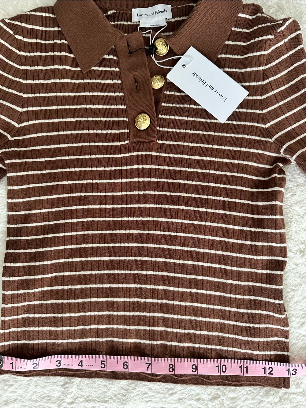 Lovers and Friends Camelia Stripe Short Sleeve Polo. - Picture 8 of 12